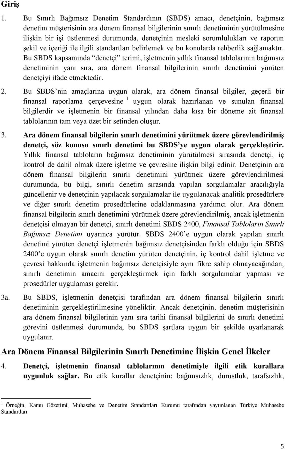 durumunda, denetçinin mesleki sorumlulukları ve raporun şekil ve içeriği ile ilgili standartları belirlemek ve bu konularda rehberlik sağlamaktır.