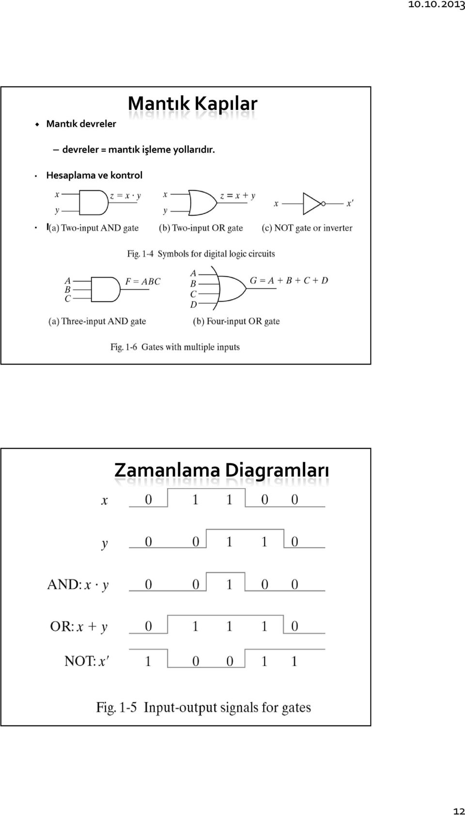 Hesaplama ve kontrol Mantık devrelerinin