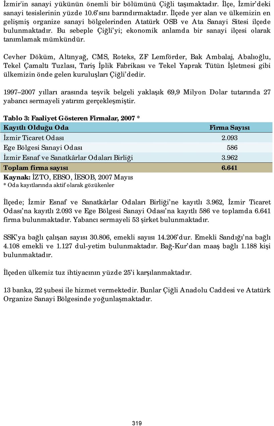 Bu sebeple Çiğli yi; ekonomik anlamda bir sanayi ilçesi olarak tanımlamak mümkündür.