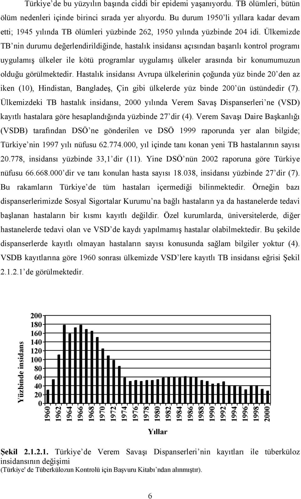 Ülkemizde TB nin durumu değerlendirildiğinde, hastalık insidansı açısından başarılı kontrol programı uygulamış ülkeler ile kötü programlar uygulamış ülkeler arasında bir konumumuzun olduğu