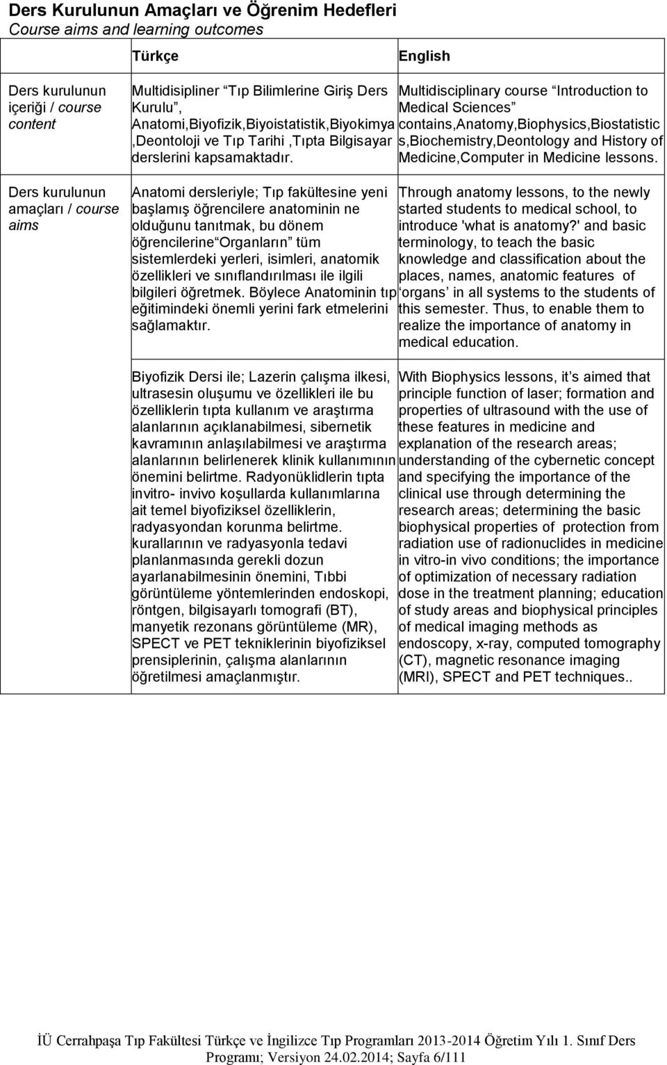 Anatomi dersleriyle; Tıp fakültesine yeni başlamış öğrencilere anatominin ne olduğunu tanıtmak, bu dönem öğrencilerine Organların tüm sistemlerdeki yerleri, isimleri, anatomik özellikleri ve