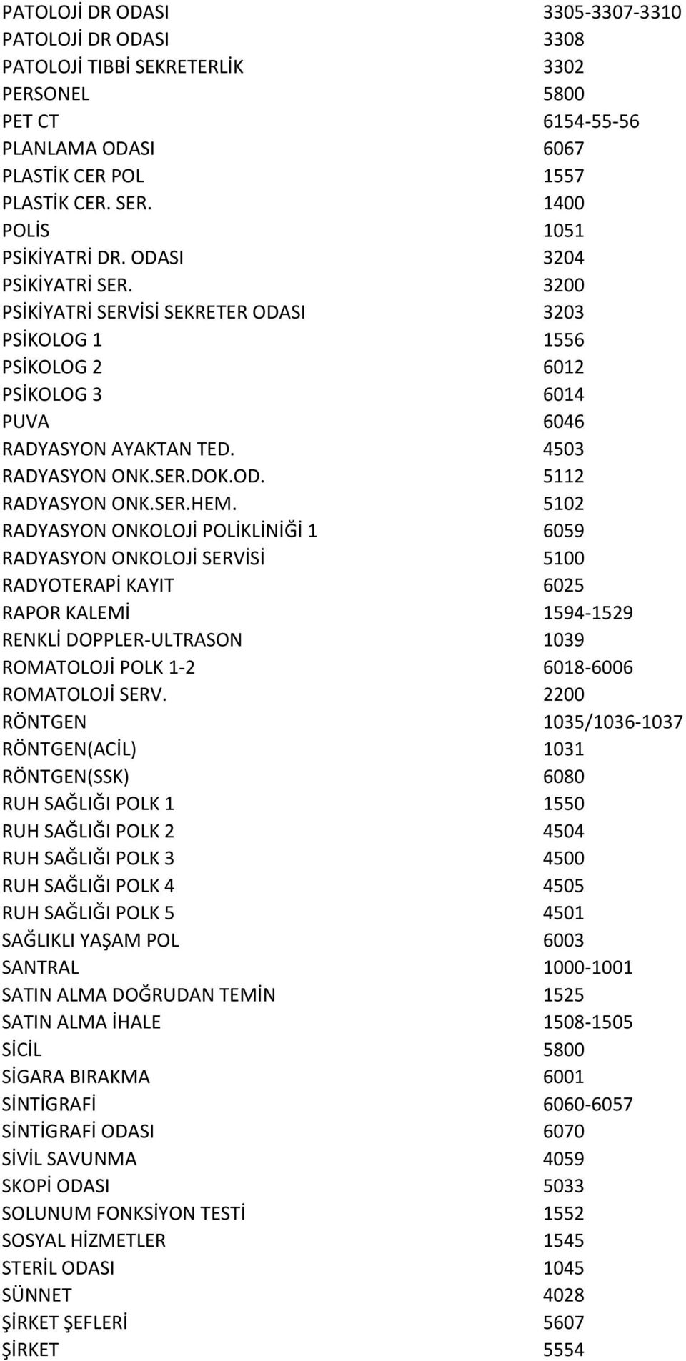 4503 RADYASYON ONK.SER.DOK.OD. 5112 RADYASYON ONK.SER.HEM.