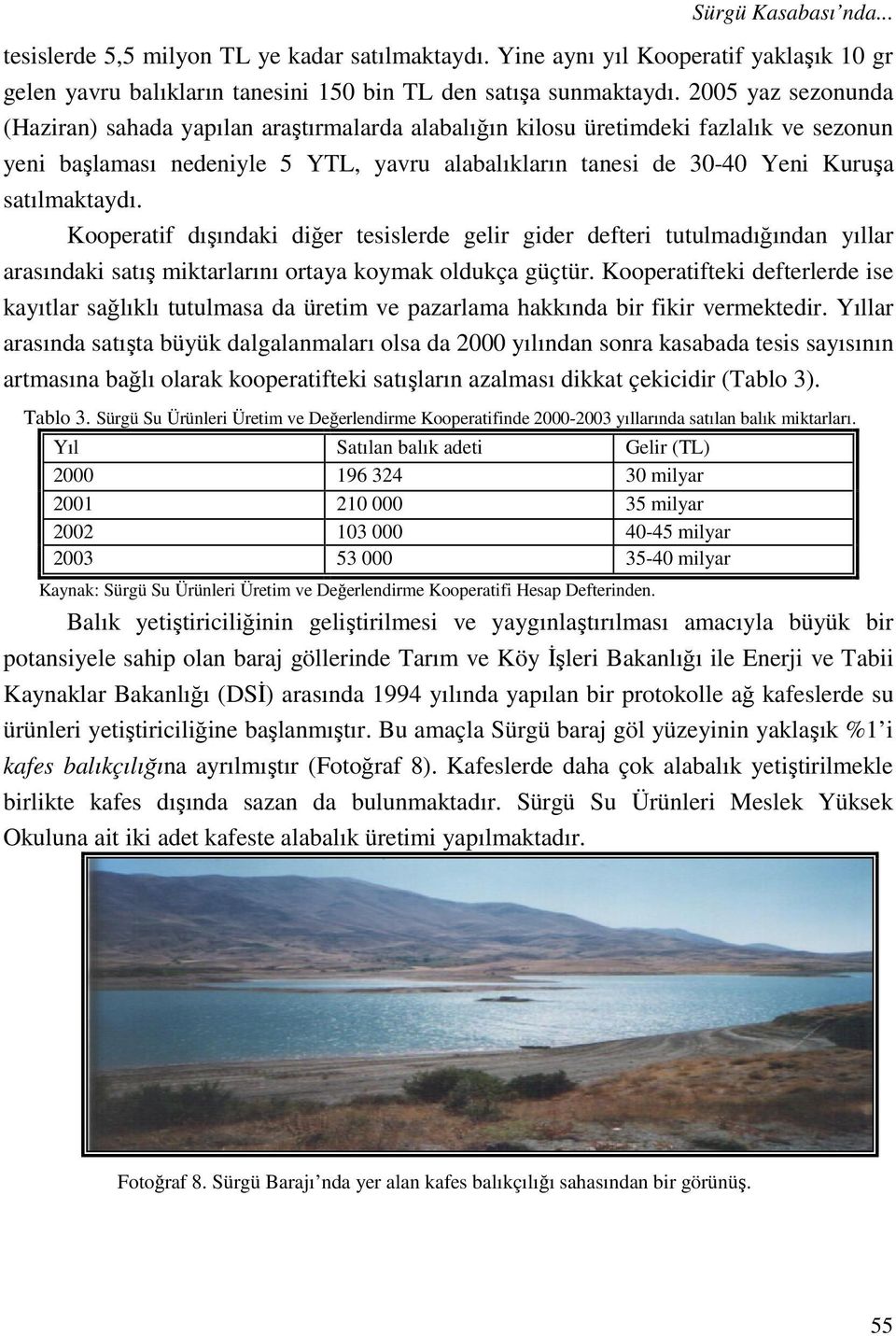 satılmaktaydı. Kooperatif dışındaki diğer tesislerde gelir gider defteri tutulmadığından yıllar arasındaki satış miktarlarını ortaya koymak oldukça güçtür.