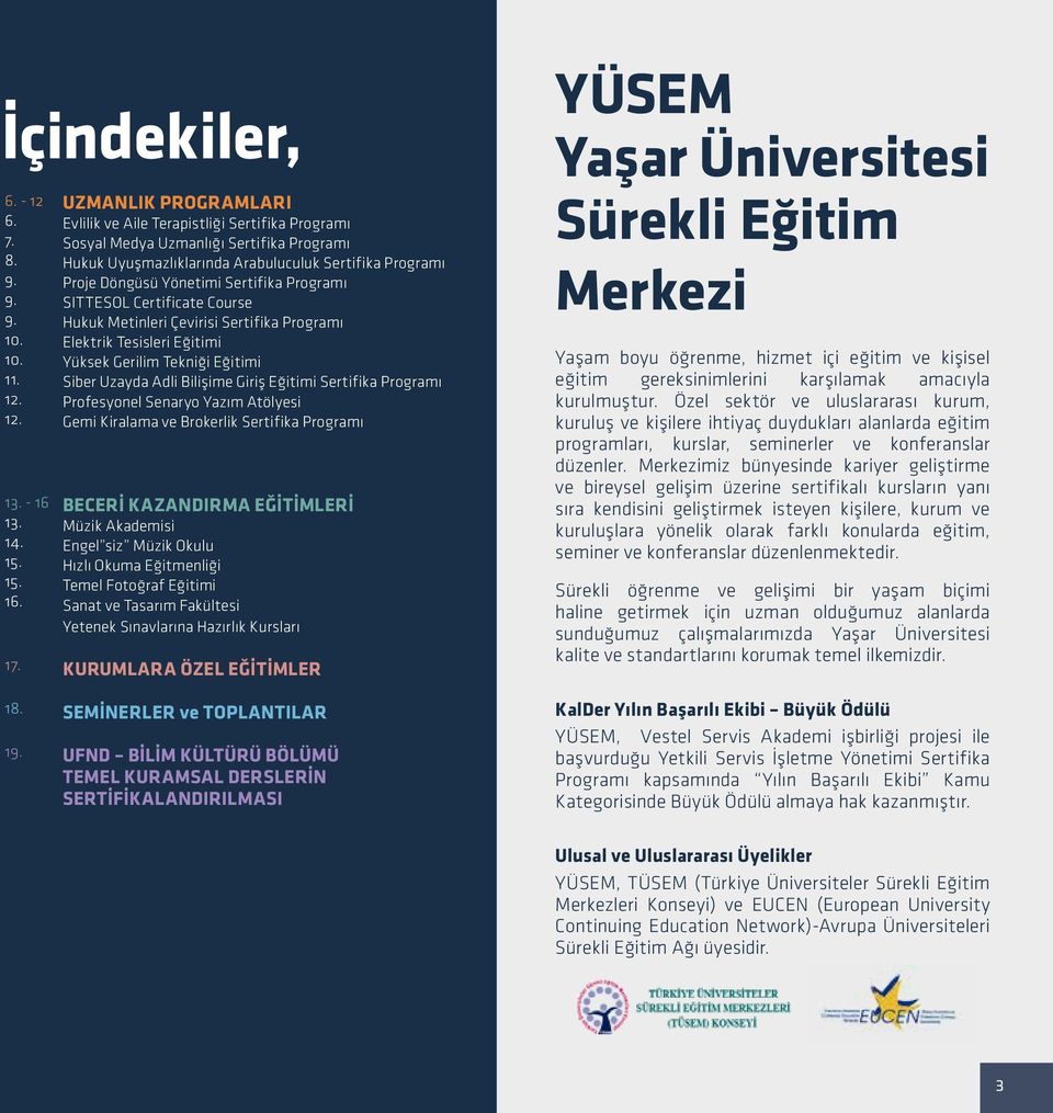 Programı SITTESOL Certificate Course Hukuk Metinleri Çevirisi Sertifika Programı Elektrik Tesisleri Eğitimi Yüksek Gerilim Tekniği Eğitimi Siber Uzayda Adli Bilişime Giriş Eğitimi Sertifika Programı