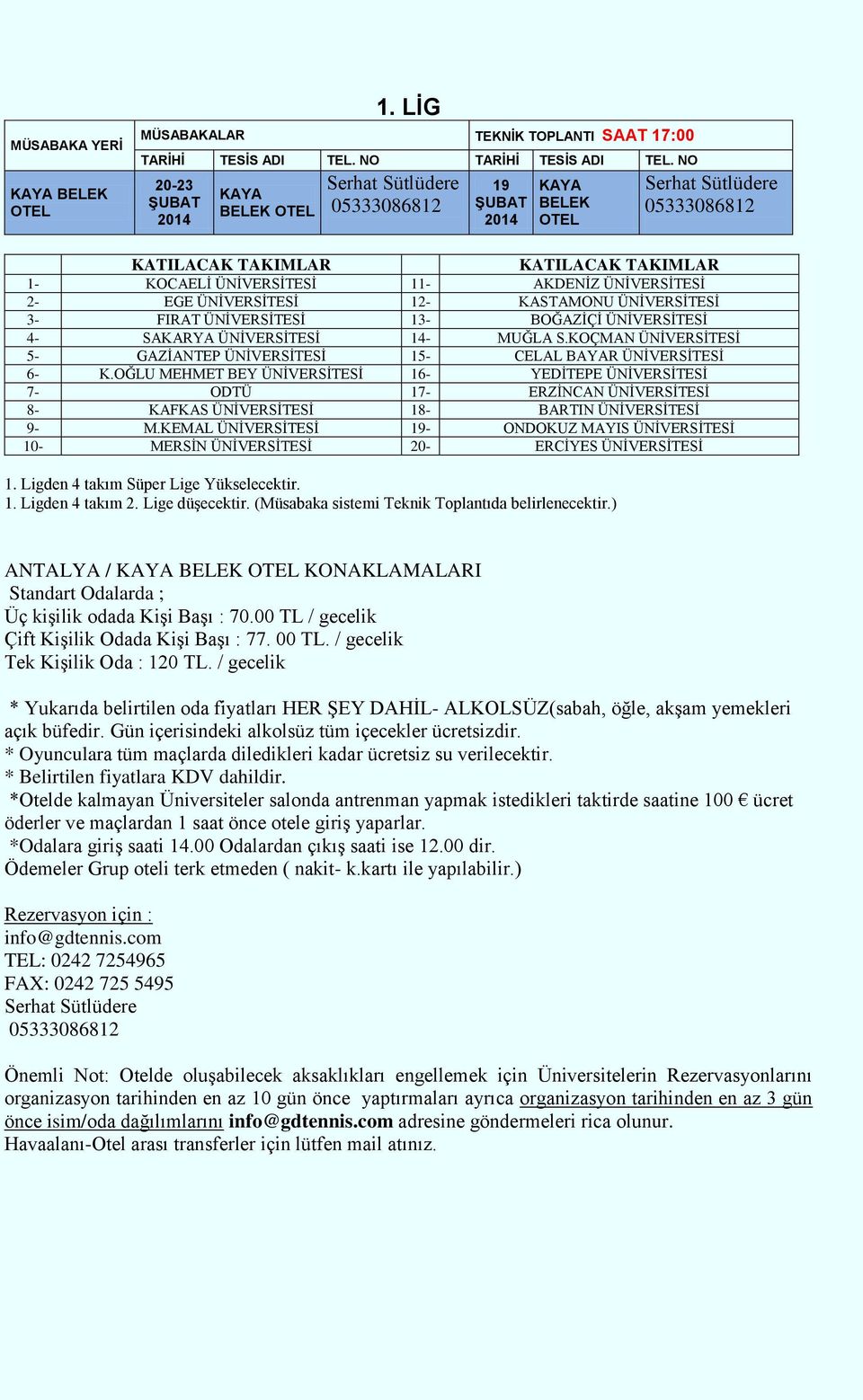 ÜNİVERSİTESİ 13- BOĞAZİÇİ ÜNİVERSİTESİ 4- SAKARYA ÜNİVERSİTESİ 14- MUĞLA S.KOÇMAN ÜNİVERSİTESİ 5- GAZİANTEP ÜNİVERSİTESİ 15- CELAL BAYAR ÜNİVERSİTESİ 6- K.