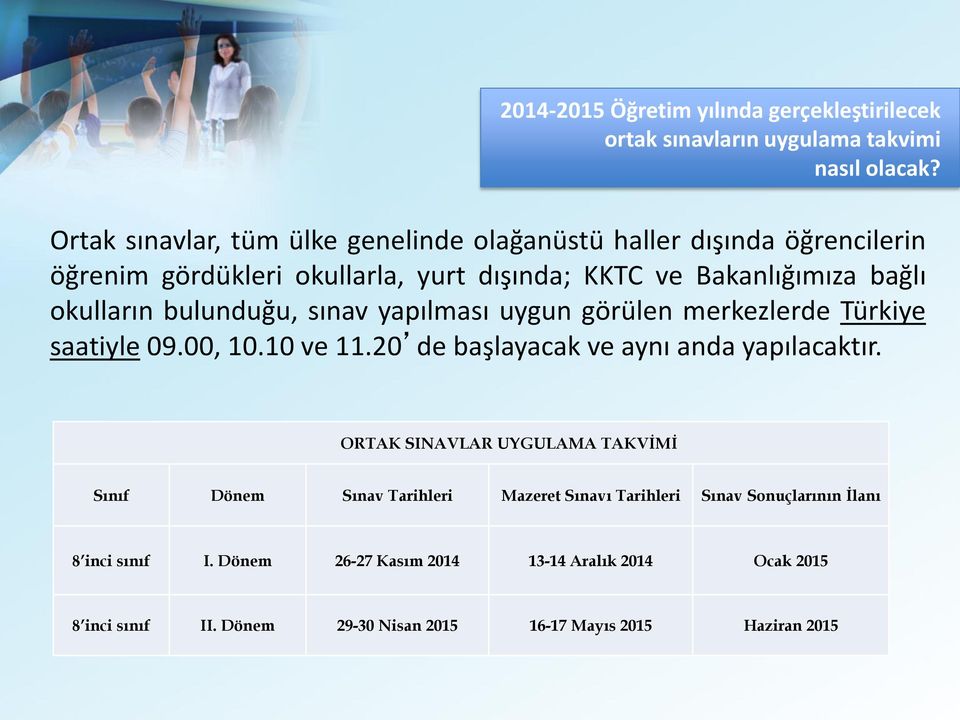 bulunduğu, sınav yapılması uygun görülen merkezlerde Türkiye saatiyle 09.00, 10.10 ve 11.20 de başlayacak ve aynı anda yapılacaktır.