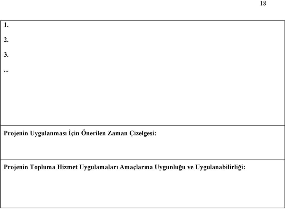 Önerilen Zaman Çizelgesi: Projenin