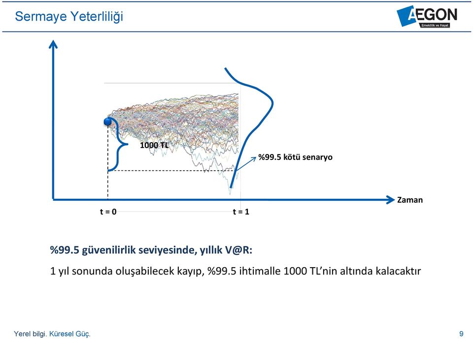 5 güvenilirlik seviyesinde, yıllık V@R: 1 yıl sonunda