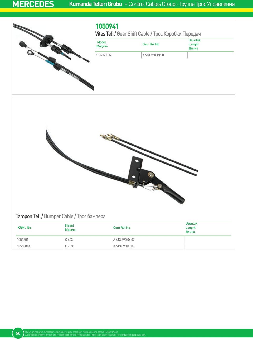 1051801A O 403 A 613 890 05 07 50 Bütün orjinal ürün numaraları, markaları ve araç modelleri referans verme amaçlı