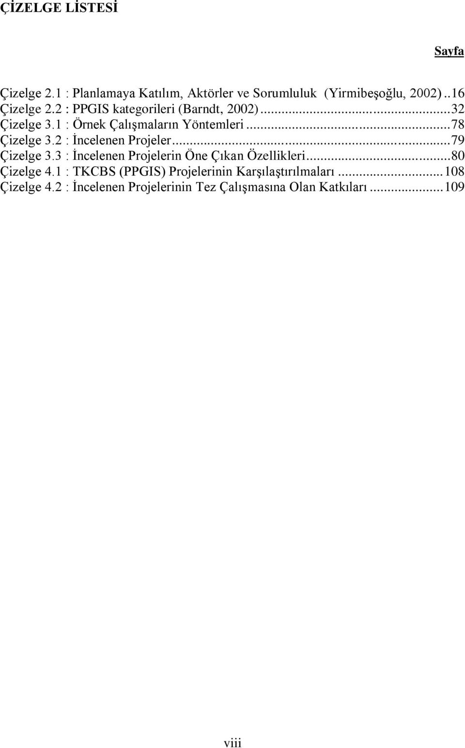 2 : İncelenen Projeler... 79 Çizelge 3.3 : İncelenen Projelerin Öne Çıkan Özellikleri... 80 Çizelge 4.