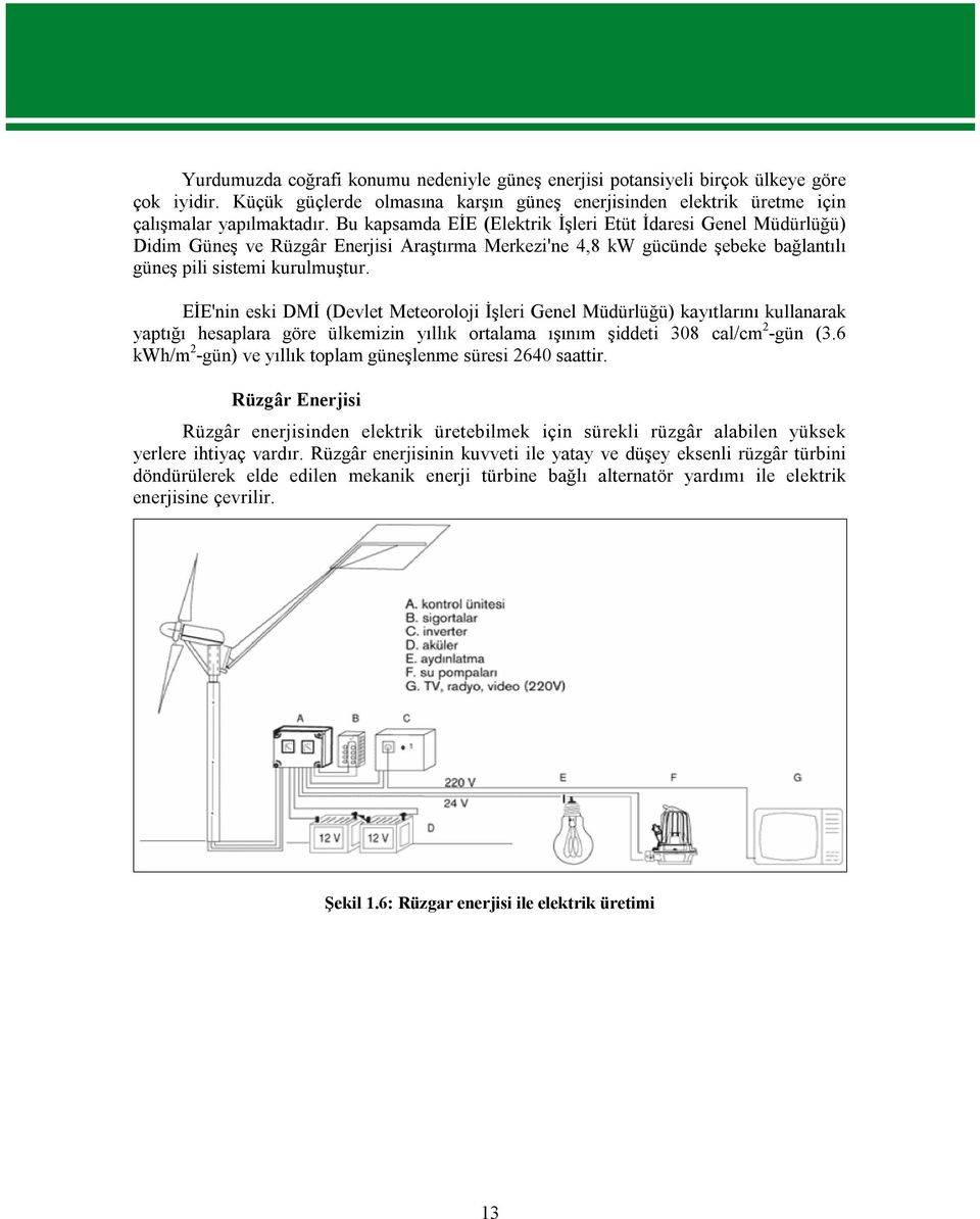 EİE'nin eski DMİ (Devlet Meteoroloji İşleri Genel Müdürlüğü) kayıtlarını kullanarak yaptığı hesaplara göre ülkemizin yıllık ortalama ışınım şiddeti 308 cal/cm 2 -gün (3.