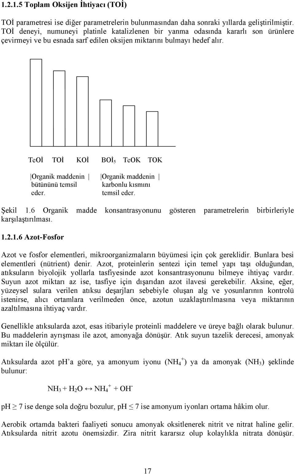TeOİ TOİ KOİ BOİ 5 TeOK TOK Organik maddenin Organik maddenin bütününü temsil karbonlu kısmını eder. temsil eder. Şekil 1.