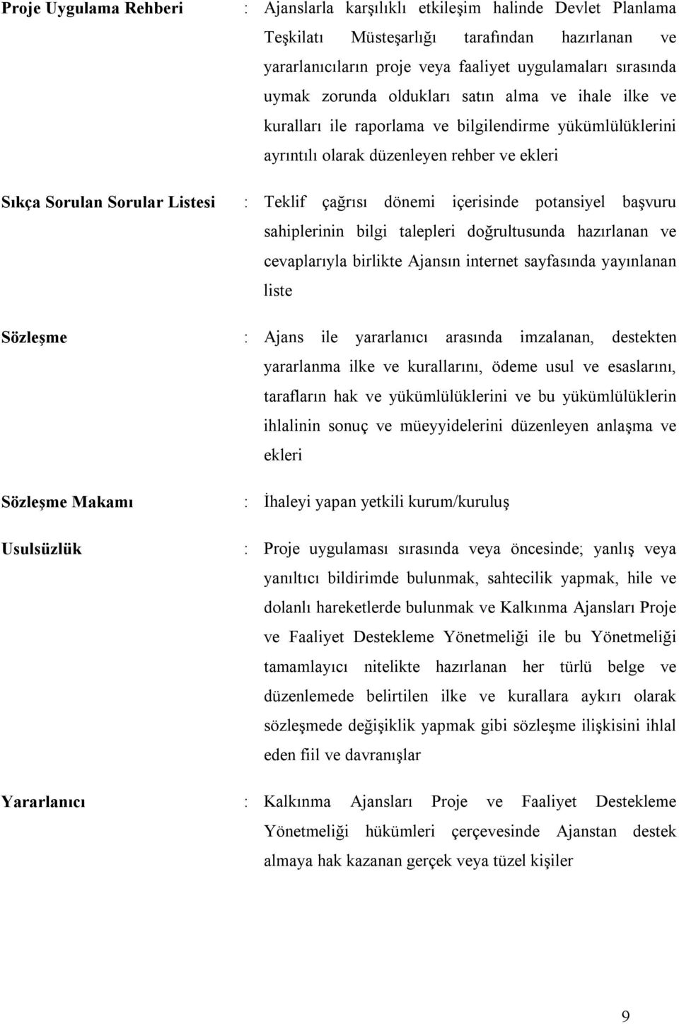 dönemi içerisinde potansiyel başvuru sahiplerinin bilgi talepleri doğrultusunda hazırlanan ve cevaplarıyla birlikte Ajansın internet sayfasında yayınlanan liste Sözleşme : Ajans ile yararlanıcı