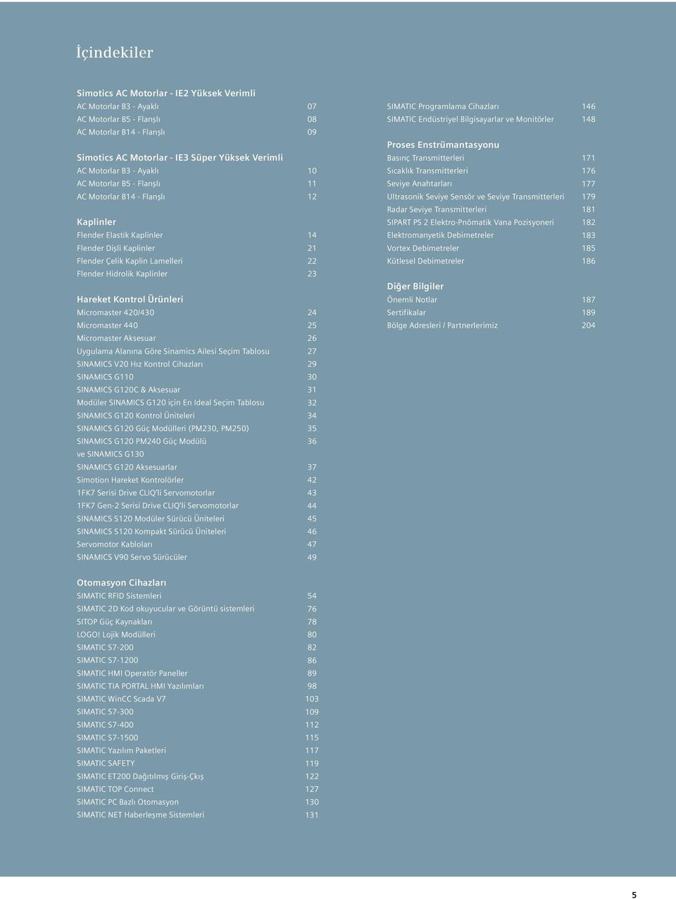 Ürünleri Micromaster 420/430 Micromaster 440 Micromaster Aksesuar Uygulama Alanına Göre Sinamics Ailesi Seçim Tablosu Sinamics V20 Hız Kontrol Cihazları Sinamics G110 Sinamics G120C & Aksesuar