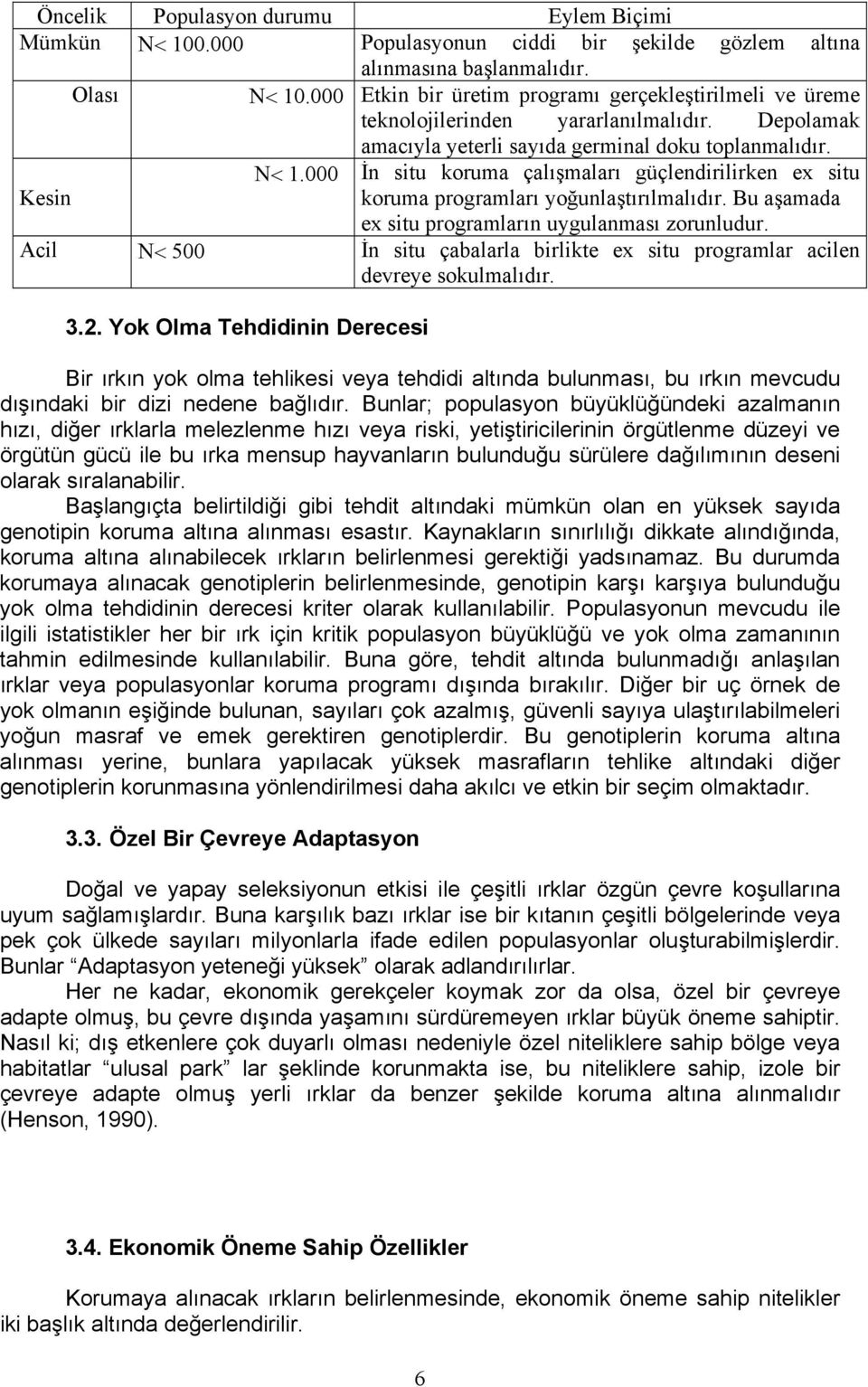 000 İn situ koruma çalışmaları güçlendirilirken ex situ koruma programları yoğunlaştırılmalıdır. Bu aşamada ex situ programların uygulanması zorunludur.