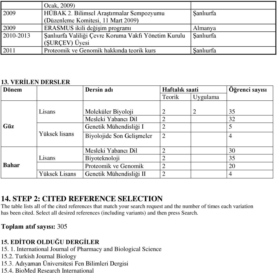 (ŞURÇEV) Üyesi 2011 Proteomik ve Genomik hakkında teorik kurs Şanlıurfa 13.