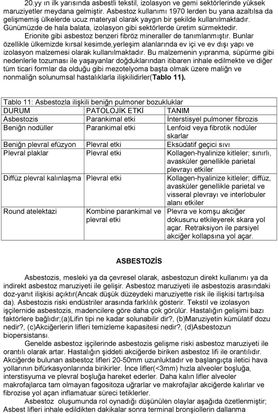 Günümüzde de hala balata, izolasyon gibi sektörlerde üretim sürmektedir. Erionite gibi asbestoz benzeri fibröz mineraller de tanımlanmıştır.