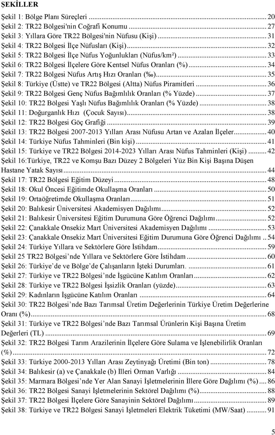 .. 35 Şekil 8: Türkiye (Üstte) ve TR22 Bölgesi (Altta) Nüfus Piramitleri... 36 Şekil 9: TR22 Bölgesi Genç Nüfus Bağımlılık Oranları (% Yüzde).