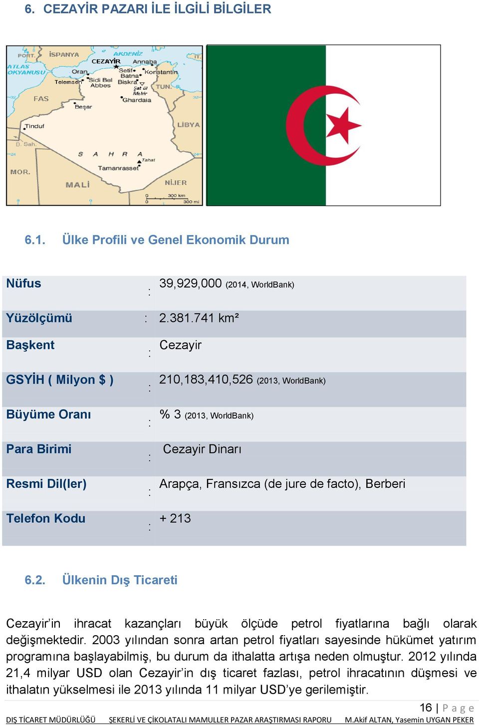 Berberi Telefon Kodu : + 213 6.2. Ülkenin Dış Ticareti Cezayir in ihracat kazançları büyük ölçüde petrol fiyatlarına bağlı olarak değişmektedir.