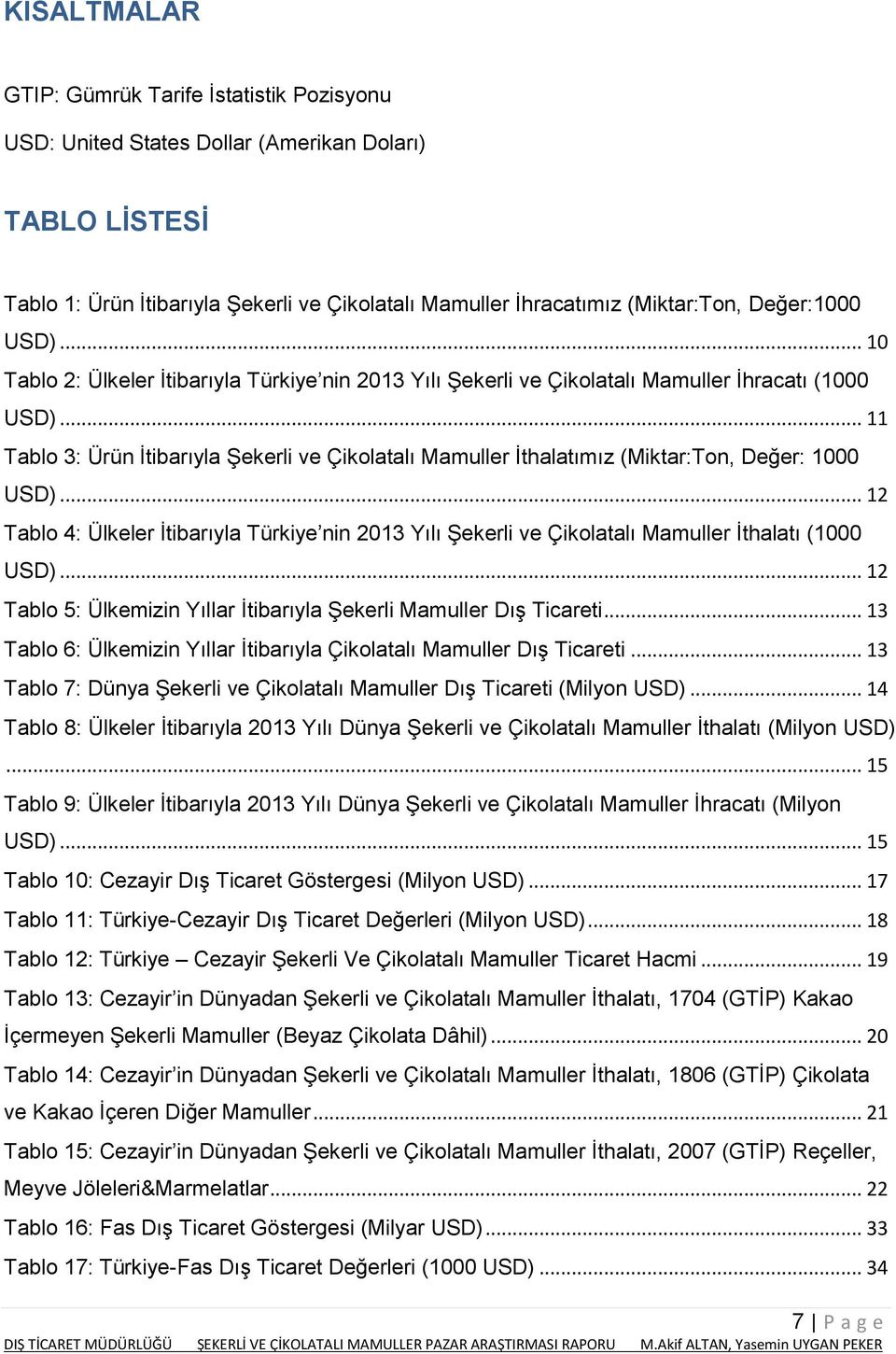 .. 11 Tablo 3: Ürün İtibarıyla Şekerli ve Çikolatalı Mamuller İthalatımız (Miktar:Ton, Değer: 1000 USD).