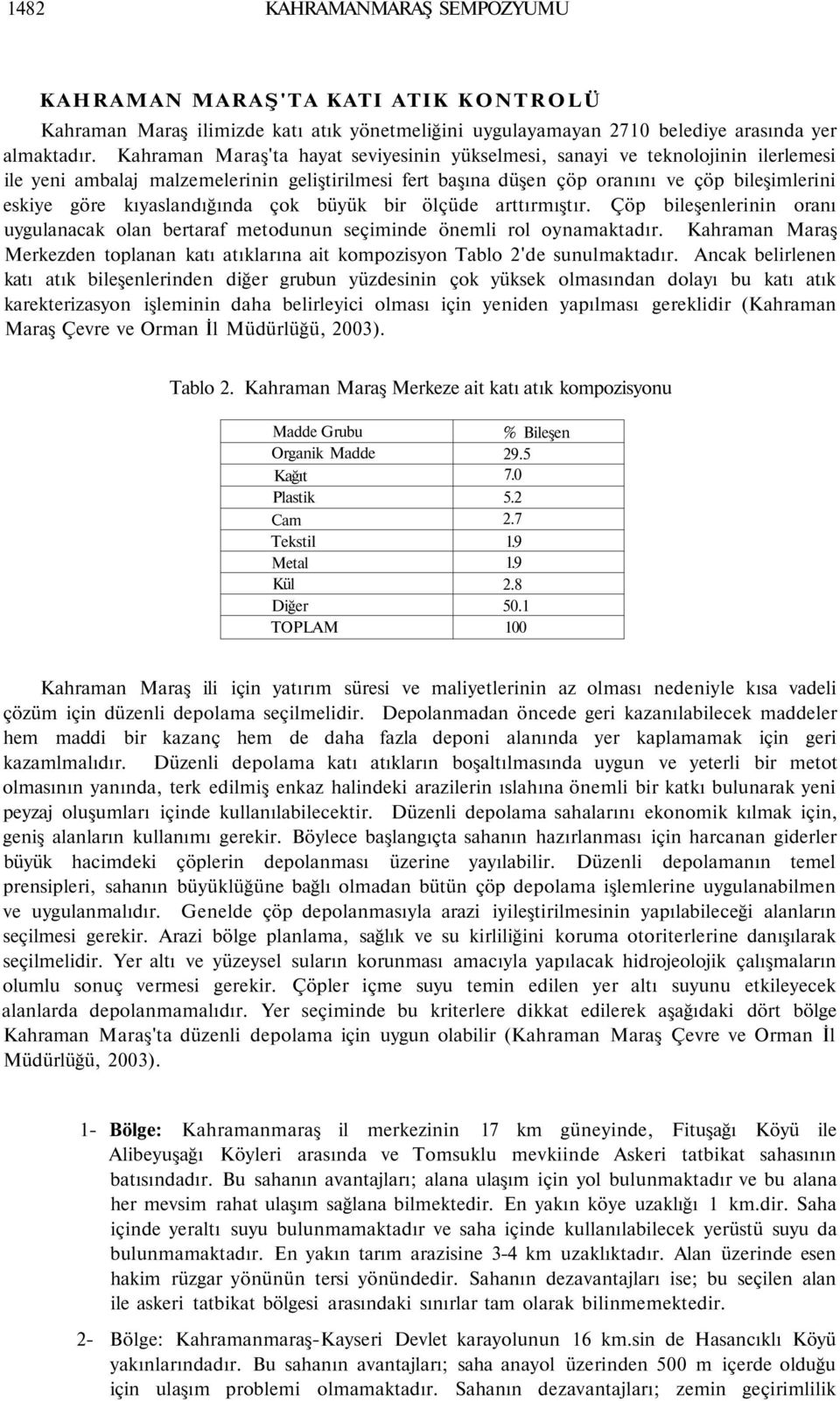 kıyaslandığında çok büyük bir ölçüde arttırmıştır. Çöp bileşenlerinin oranı uygulanacak olan bertaraf metodunun seçiminde önemli rol oynamaktadır.