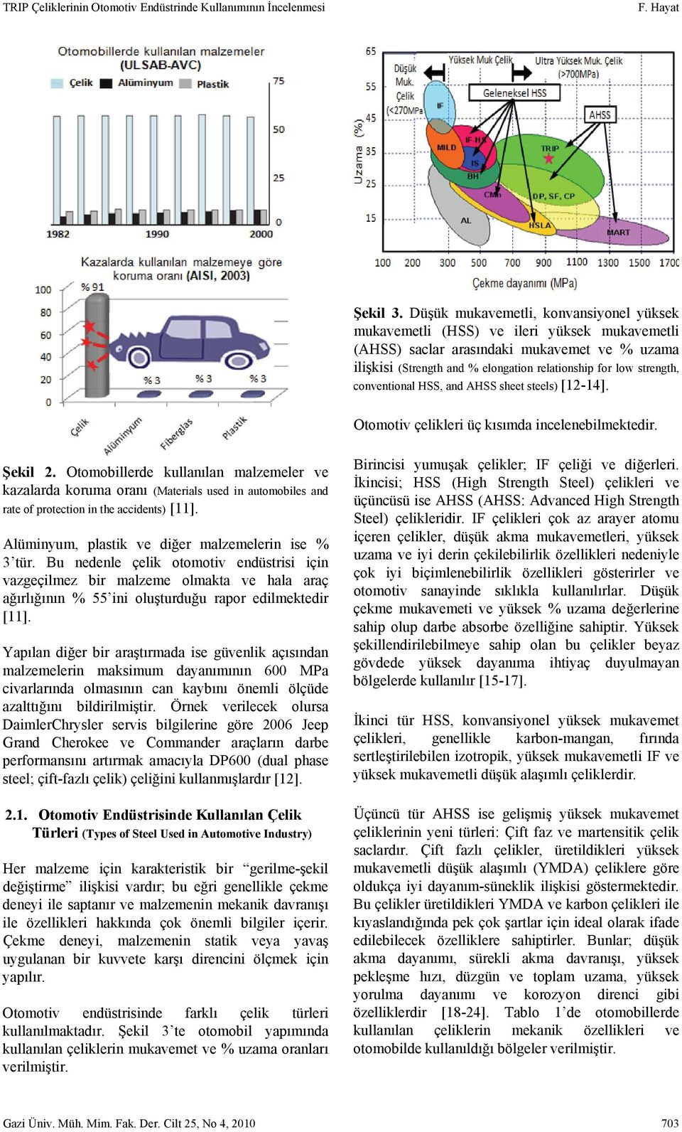 conventional HSS, and AHSS sheet steels) [12-14]. Otomotiv çelikleri üç kısımda incelenebilmektedir. Şekil 2.