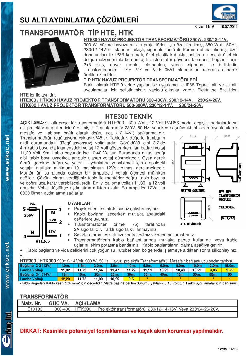 transformatör gövdesi, klemensli bağlantı için 2x5 giriş, duvar montaj elemanları, yedek sigortası ile birliktedir.