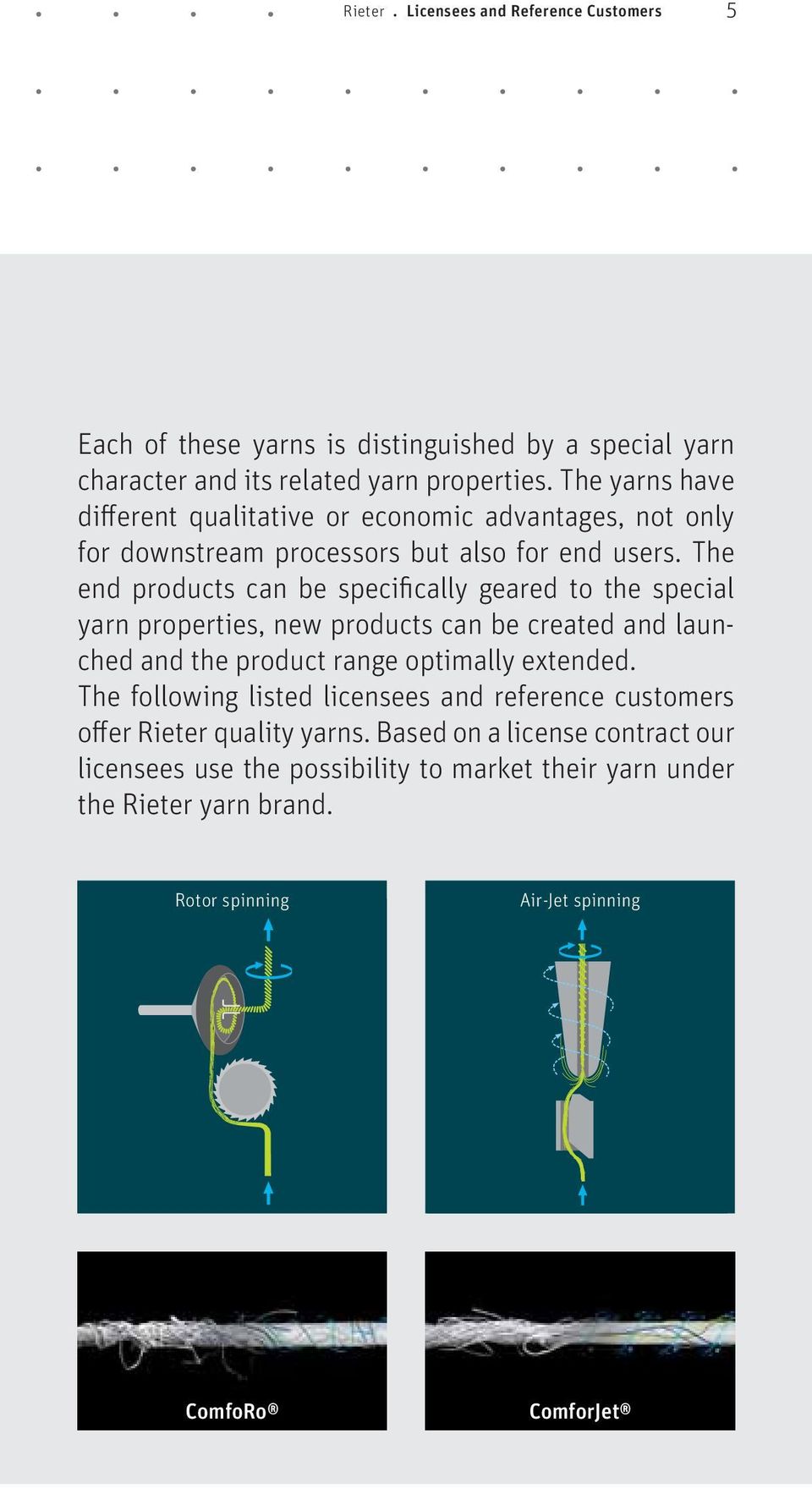 The end products can be specifically geared to the special yarn properties, new products can be created and launched and the product range optimally extended.