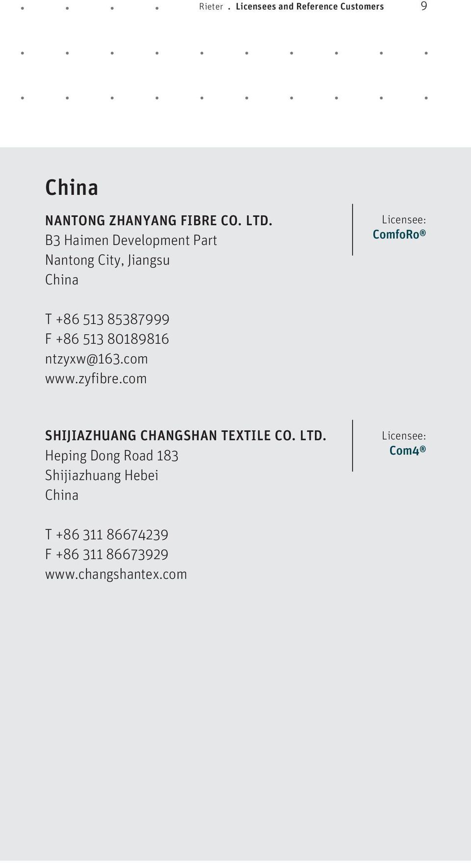 513 80189816 ntzyxw@163.com www.zyfibre.com SHIJIAZHUANG CHANGSHAN TEXTILE CO. LTD.