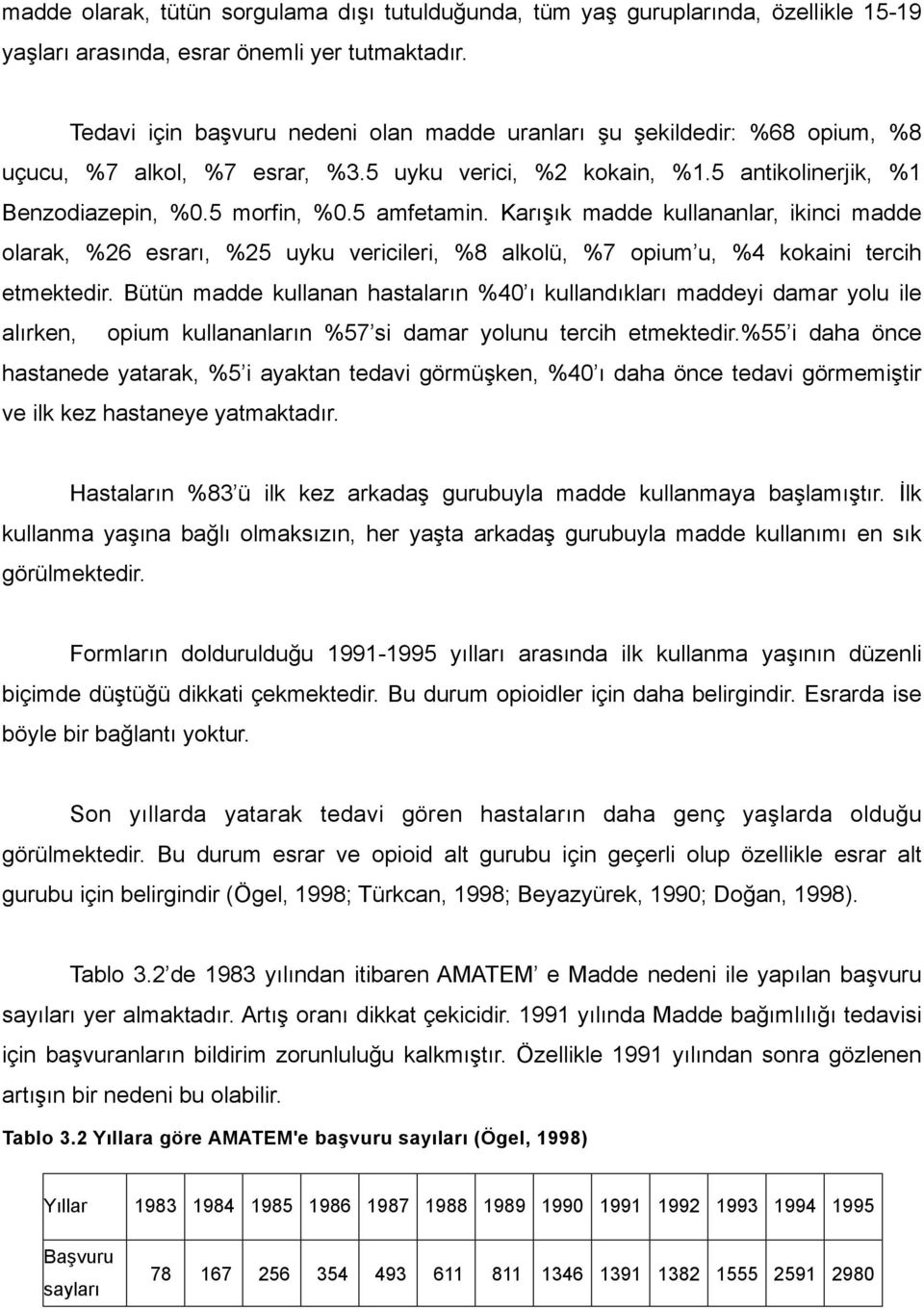 Karışık madde kullananlar, ikinci madde olarak, %26 esrarı, %25 uyku vericileri, %8 alkolü, %7 opium u, %4 kokaini tercih etmektedir.