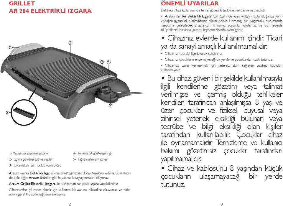 Arzum Grillet Elektrikli Izagara ile her zaman rahatlıkla ızgara yapabilirsiniz.