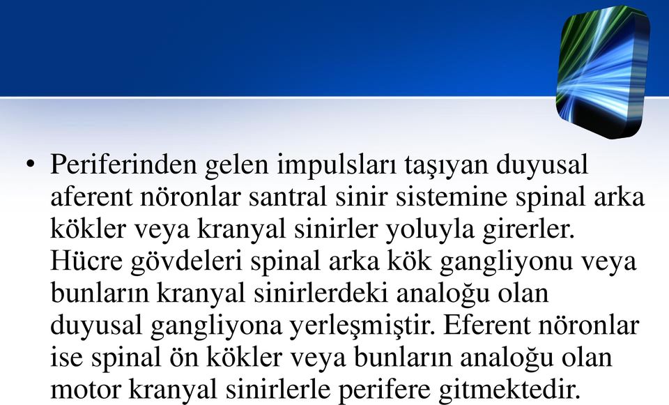 Hücre gövdeleri spinal arka kök gangliyonu veya bunların kranyal sinirlerdeki analoğu olan