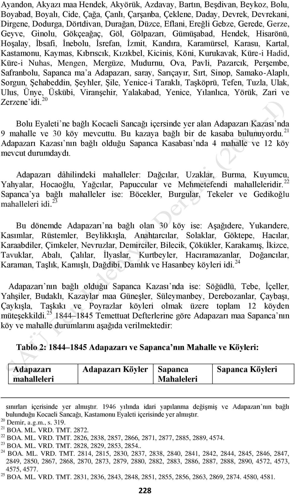 Kastamonu, Kaymas, Kıbrıscık, Kızıkbel, Kicinis, Köni, Kurukavak, Küre-i Hadid, Küre-i Nuhas, Mengen, Mergüze, Mudurnu, Ova, Pavli, Pazarcık, Perşembe, Safranbolu, Sapanca ma a Adapazarı, saray,