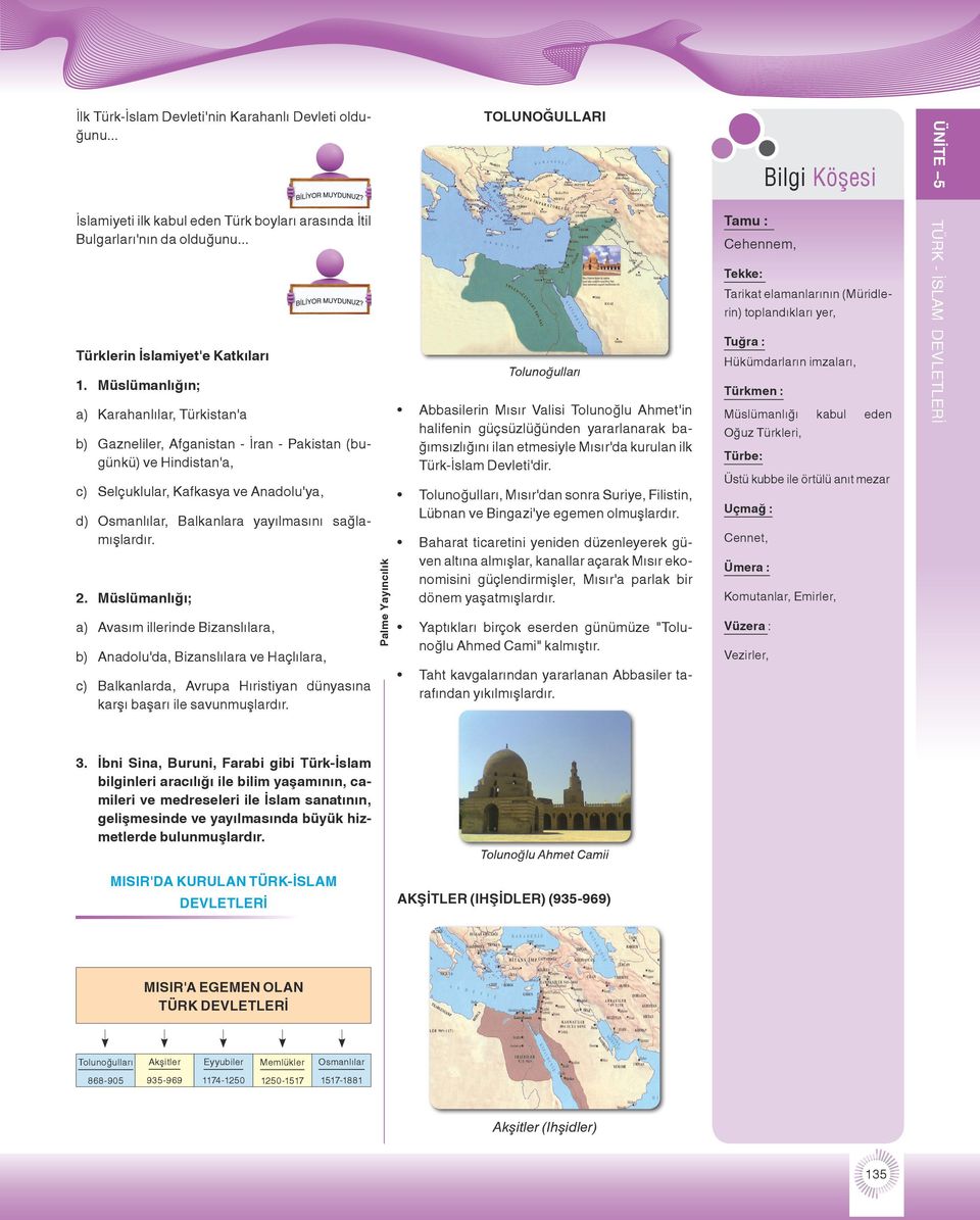 b) Gazneliler, Afganistan - İran - Pakistan (bugünkü) ve Hindistan'a, c) Selçuklular, Kafkasya ve Anadolu'ya, d) Osmanlılar, Balkanlara yayılmasını sağlamışlardır. 2.