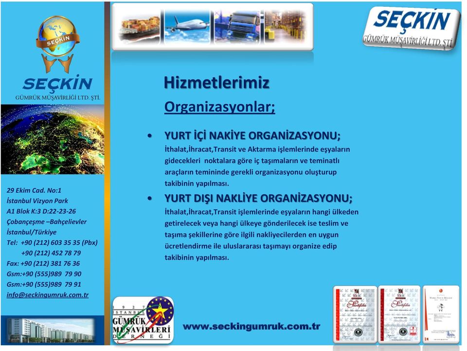 YURT DIŞI NAKLİYE ORGANİZASYONU; İthalat,İhracat,Transit işlemlerinde eşyaların hangi ülkeden getirelecek veya hangi ülkeye