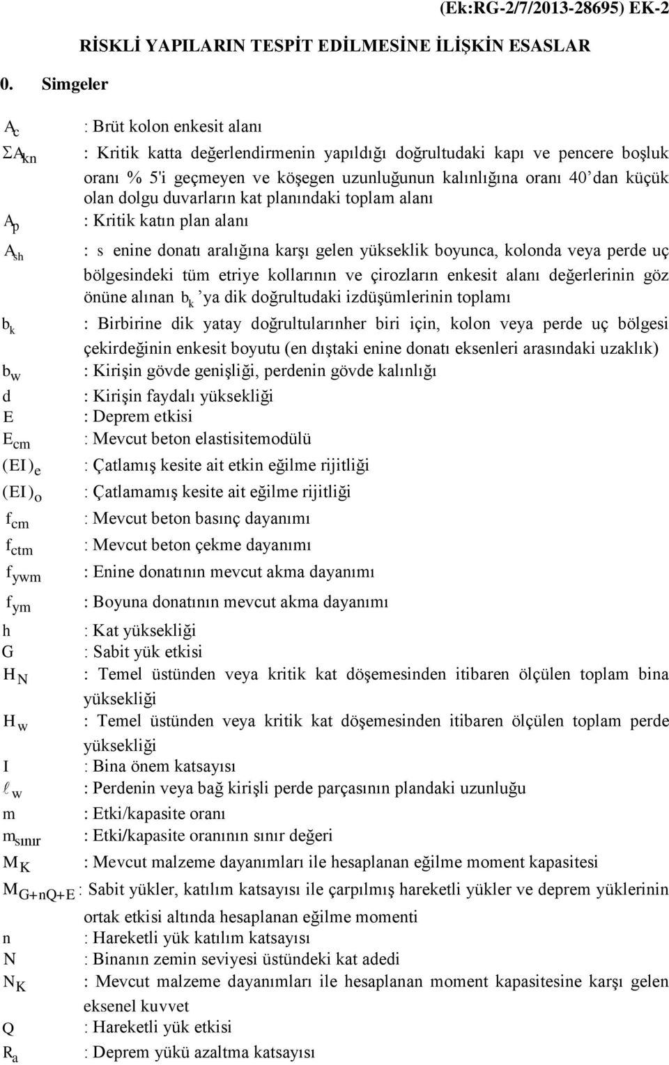 gelen yükseklik boyunca, kolonda veya perde uç bölgesindeki tüm etriye kollarının ve çirozların enkesit alanı değerlerinin göz önüne alınan b k ya dik doğrultudaki izdüşümlerinin toplamı b k :