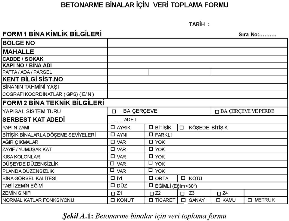 DÖŞEME SEVİYELERİ AYNI FARKLI AĞIR ÇIKMALAR VAR YOK ZAYIF / YUMUŞAK KAT VAR YOK KISA KOLONLAR VAR YOK DÜŞEYDE DÜZENSİZLİK VAR YOK PLANDA DÜZENSİZLİK VAR YOK BA ÇERÇEVE BA ÇERÇEVE VE PERDE.