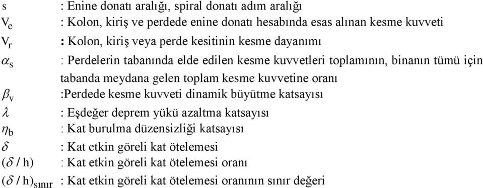 toplam kesme kuvvetine oranı :Perdede kesme kuvveti dinamik büyütme katsayısı : Eşdeğer deprem yükü azaltma katsayısı b : Kat burulma düzensizliği