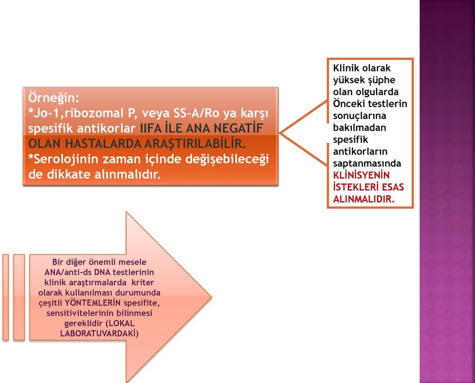 Klinik olarak yüksek şüphe olan olgularda Önceki testlerin sonuçlarına bakılmadan spesifik antikorların saptanmasında KLİNİSYENİN