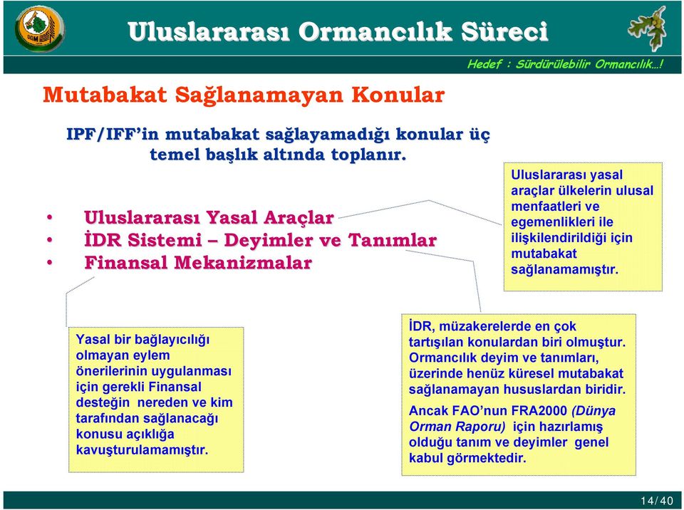 sağlanamamıştır. Yasal bir bağlayıcılığı olmayan eylem önerilerinin uygulanması için gerekli Finansal desteğin nereden ve kim tarafından sağlanacağı konusu açıklığa kavuşturulamamıştır.