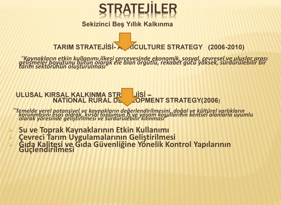 yerel potansiyel ve kaynakların değerlendirilmesini, doğal ve kültürel varlıkların korunmasını esas alarak, kırsal toplumun iş ve yaşam koşullarının kentsel alanlarla uyumlu olarak yöresinde