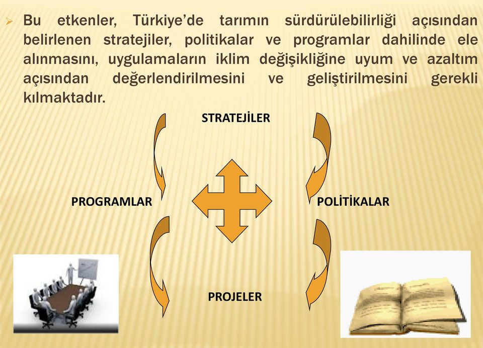 uygulamaların iklim değişikliğine uyum ve azaltım açısından