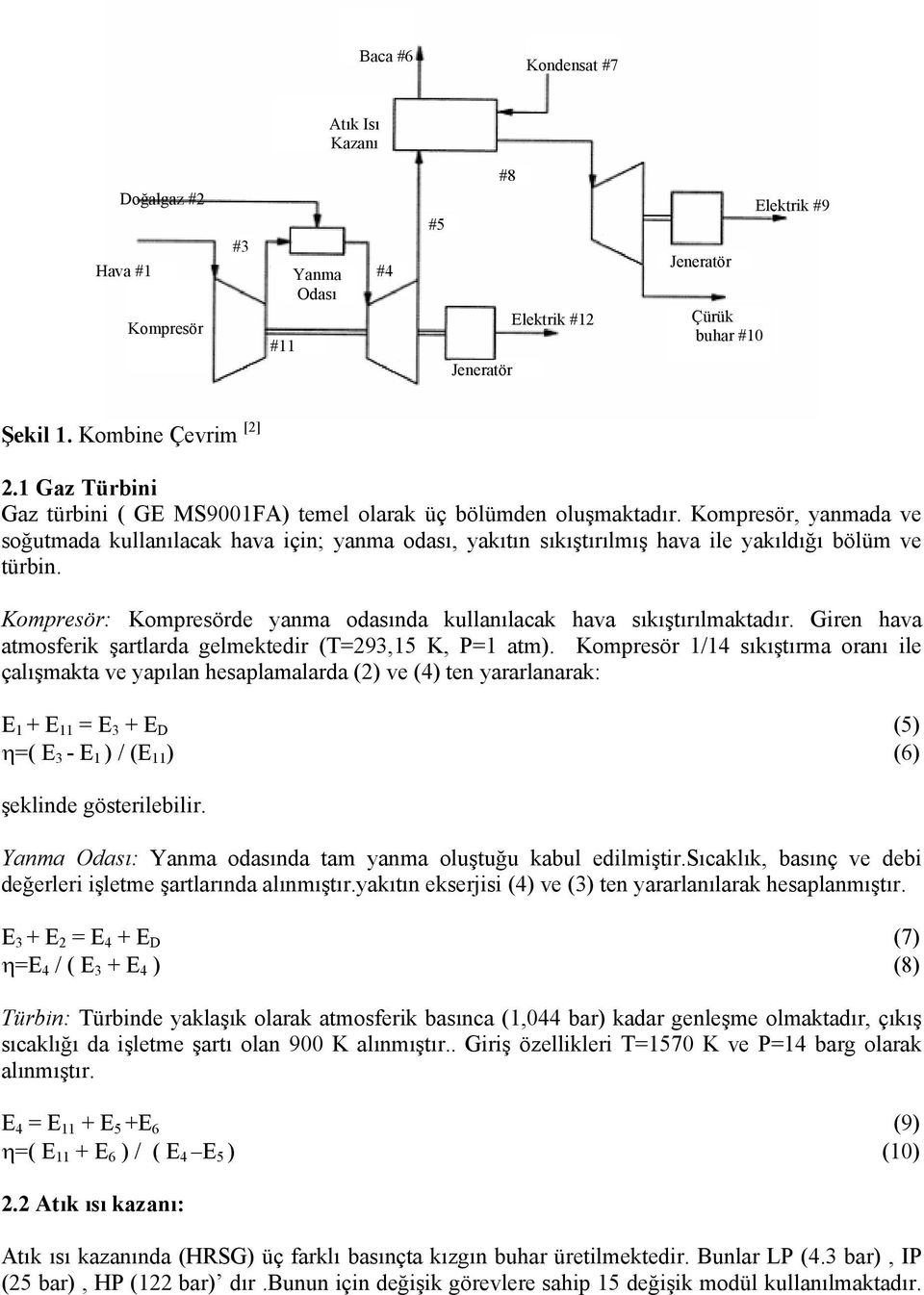 Kompresör, yanmada ve soğutmada kullanılacak hava için; yanma odası, yakıtın sıkıştırılmış hava ile yakıldığı bölüm ve türbin.