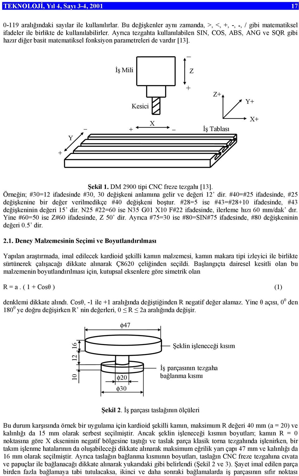 DM 2900 tipi CNC freze tezgahı [13]. Örneğin; #30=12 ifadesinde #30, 30 değişkeni anlamına gelir ve değeri 12 dir. #40=#25 ifadesinde, #25 değişkenine bir değer verilmedikçe #40 değişkeni boştur.