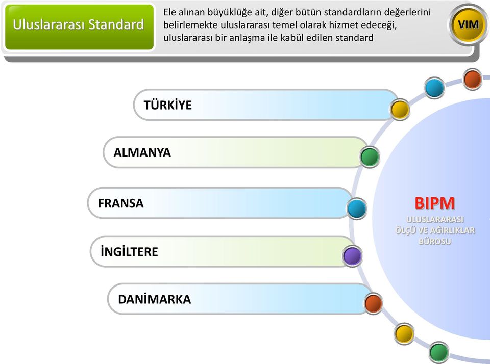 hizmet edeceği, uluslararası bir anlaşma ile kabül edilen standard VIM