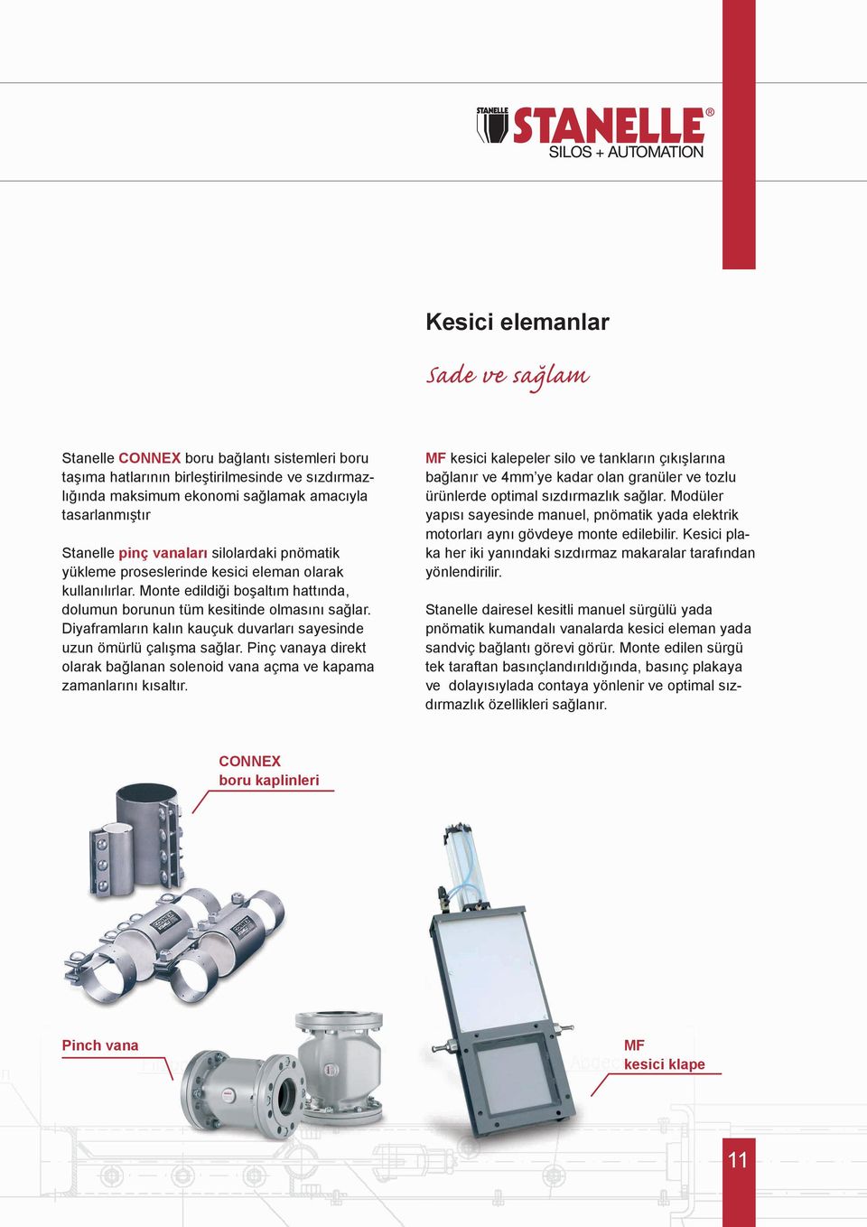 Diyaframların kalın kauçuk duvarları sayesinde uzun ömürlü çalışma sağlar. Pinç vanaya direkt olarak bağlanan solenoid vana açma ve kapama zamanlarını kısaltır.