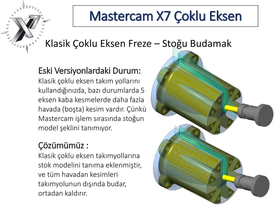 kesim vardır. Çünkü Mastercam işlem sırasında stoğun model şeklini tanımıyor.