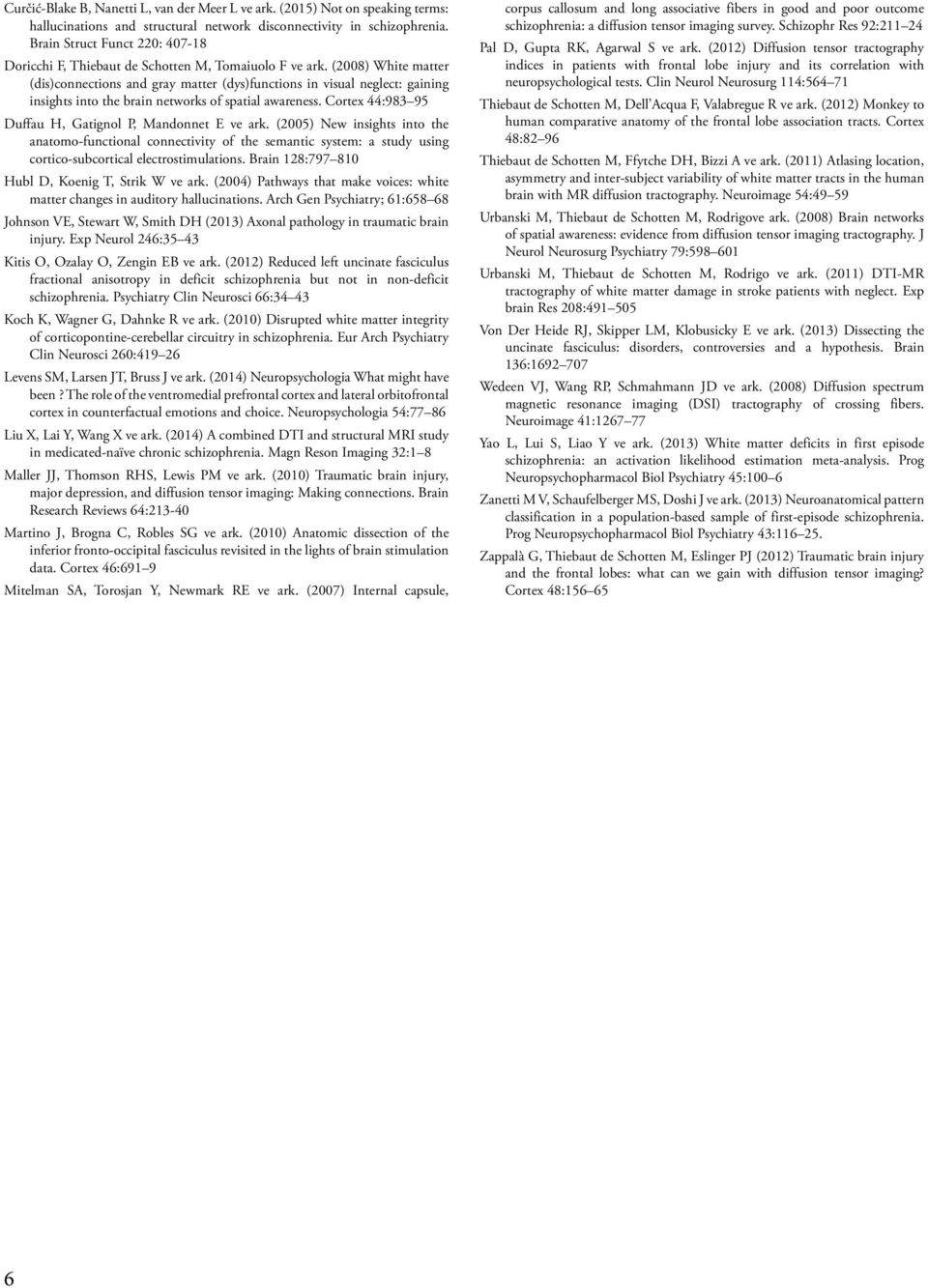 (2008) White matter (dis)connections and gray matter (dys)functions in visual neglect: gaining insights into the brain networks of spatial awareness.