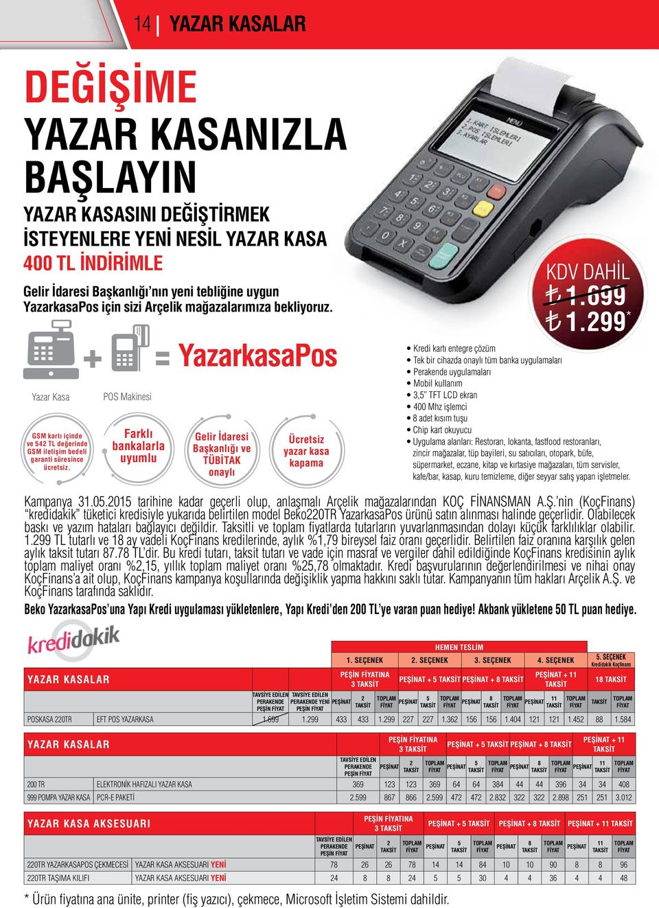 Farklı bankalarla uyumlu YazarkasaPos Gelir İdaresi Başkanlığı ve TÜBİTAK onaylı Ücretsiz yazar kasa kapama 1.699 1.