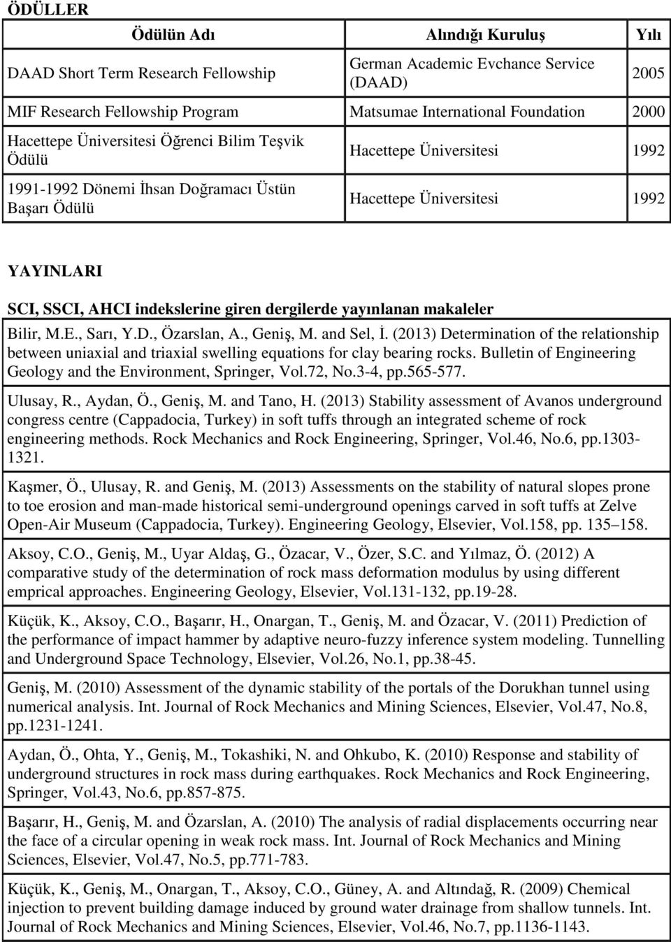 E., Sarı, Y.D., Özarslan, A., Geniş, M. and Sel, İ. (2013) Determination of the relationship between uniaxial and triaxial swelling equations for clay bearing rocks.